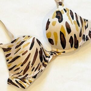 Y2K Victoria’s Secret Silky Satin Push-up Leopard Print Second Skin Bra 34A